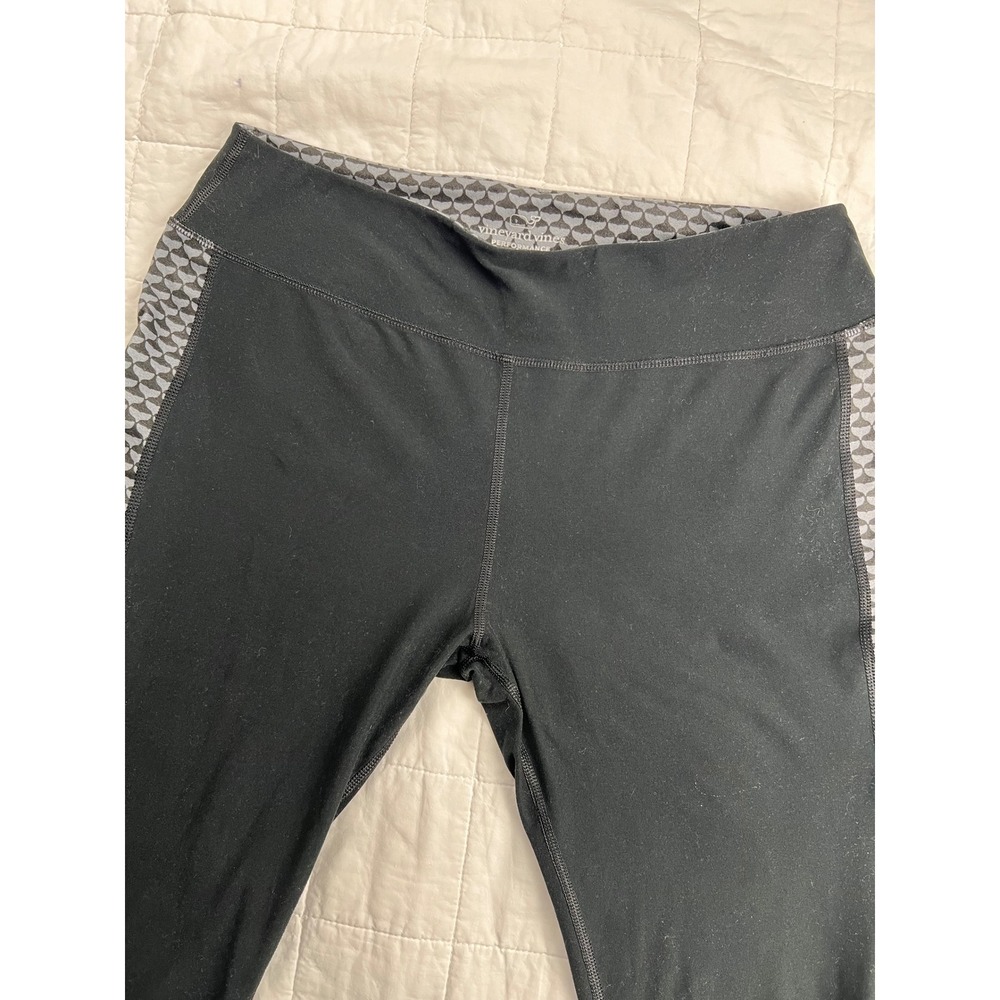 Vineyard Vines Performance Black Leggings Whale Pattern Waistband‎ Athletic XL